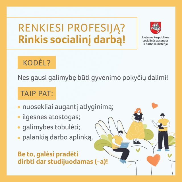  Kvietimas skatinti rinktis socialinio darbo studijas